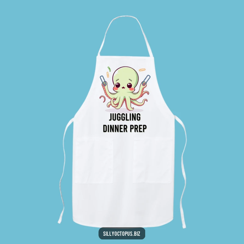 Funny Octopus Juggling Paperclips Apron - Kitchen Humor & Chef Gift