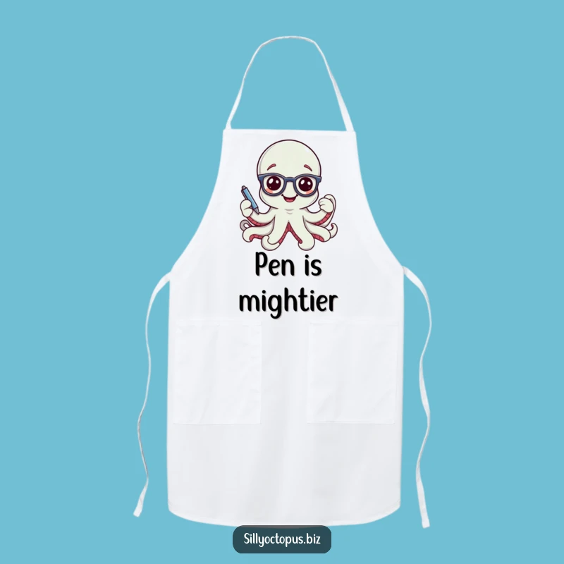 Funny Smiling Octopus Apron - Smart Office Glasses Kitchen Gift