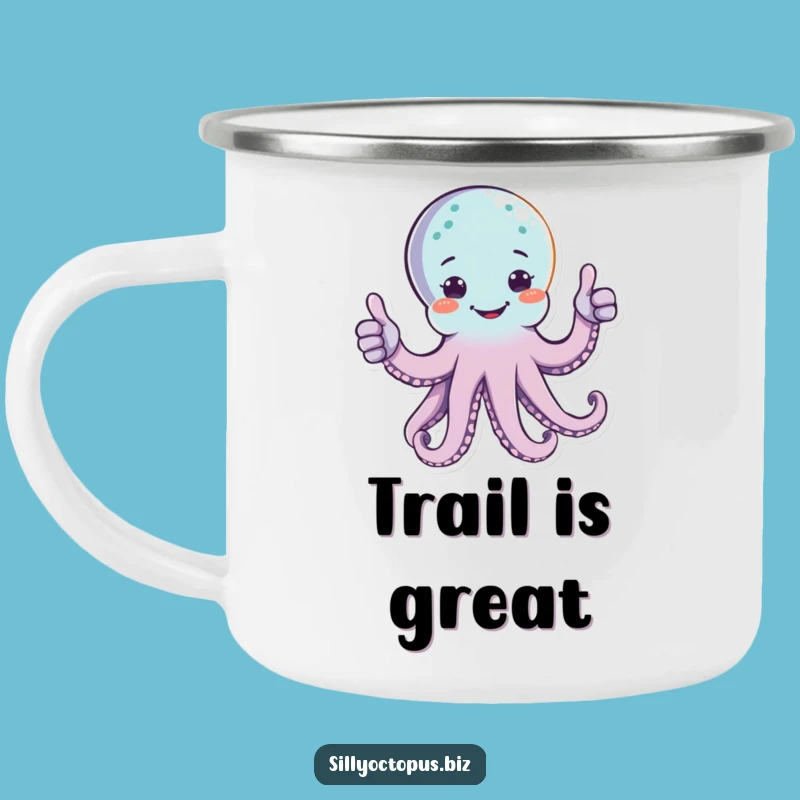 Funny Happy Octopus Camping Mug - Cheerful Outdoor Thumbs Up Cup