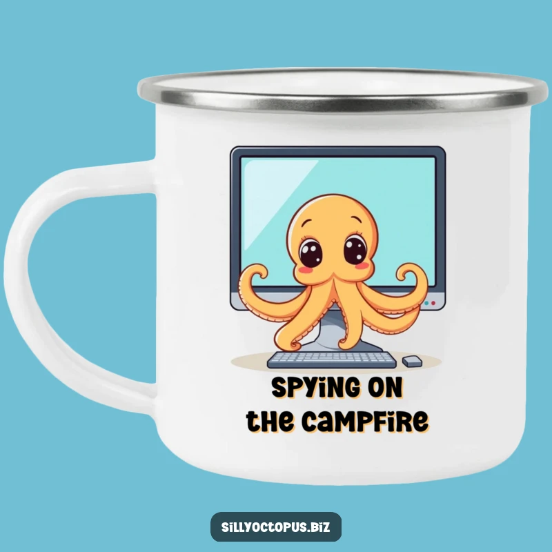 Funny Octopus Monitor Camping Mug - Durable & Witty Outdoor Gift