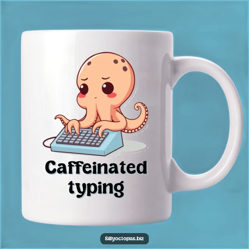 Funny Determined Octopus Mug - Fast Typing Office Keyboard Gift