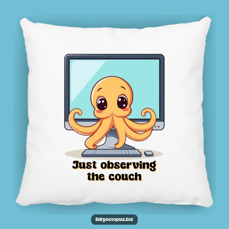 Funny Octopus Monitor Peek Pillow - Cozy & Comical Tech Decor