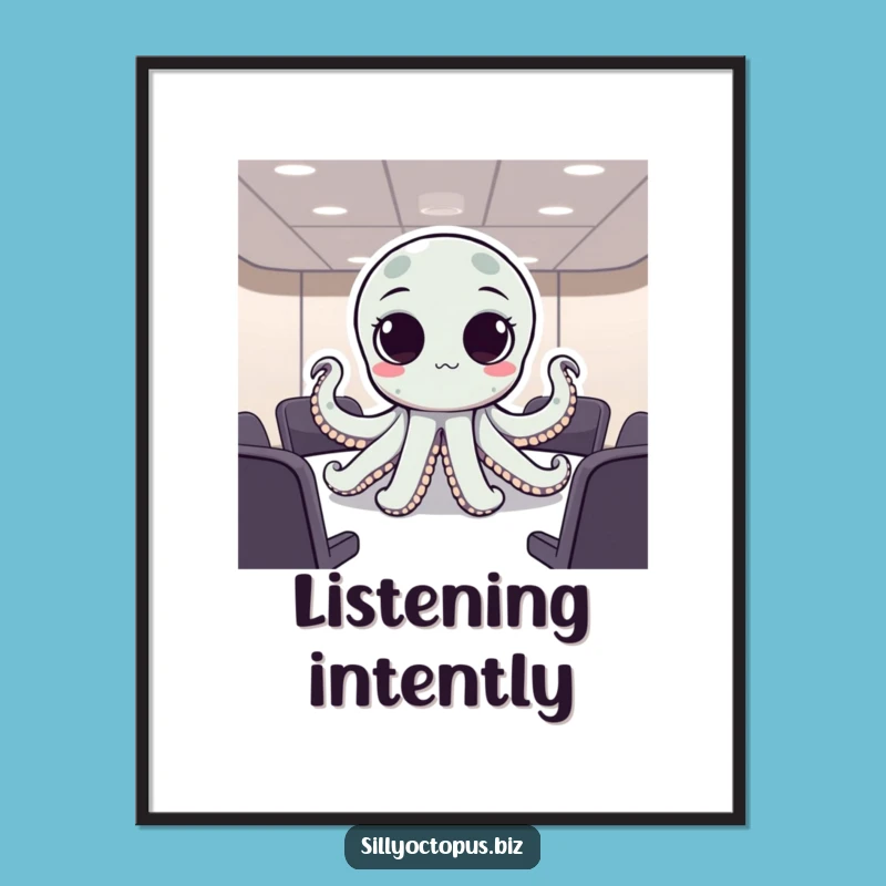 Funny Meeting Octopus Digital Art Print: Hilarious Office Decor Download