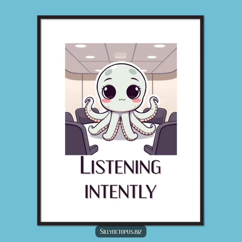 Funny Meeting Octopus Poster: Hilarious Office Art for Your Wall