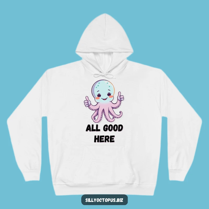 Funny Happy Octopus Hoodie - Cozy Double Thumbs Up Sweatshirt