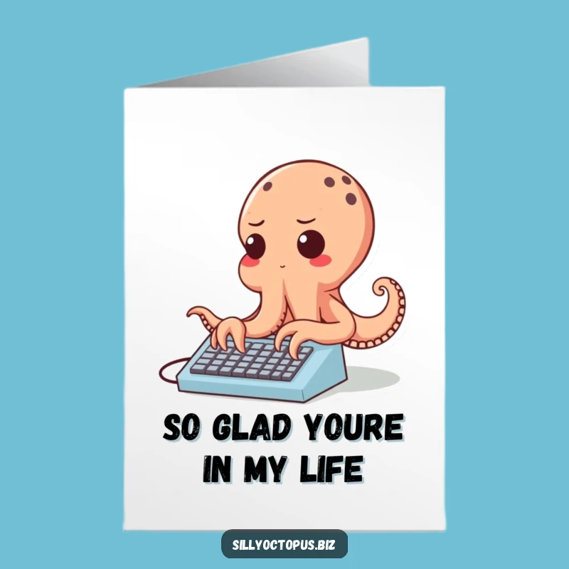 Free Printable Typing Octopus Thank You Card - Busy Bee Downloadable