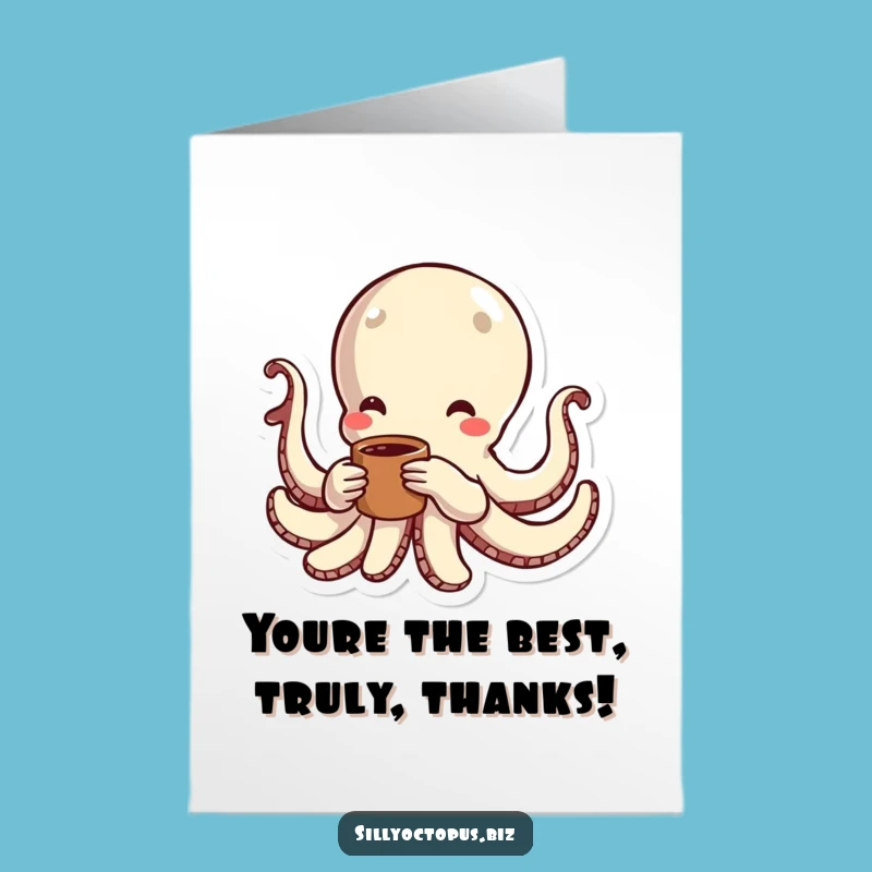 Funny Free Printable Octopus Thank You Card - Coffee Appreciation Downloadable