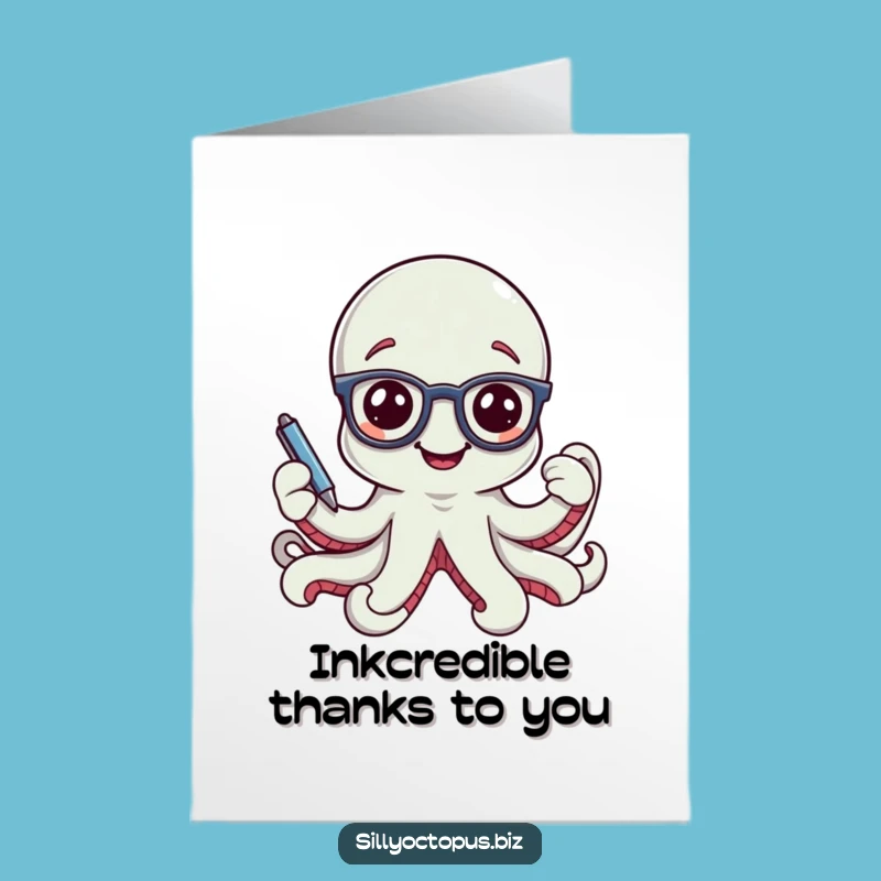 Free Printable Smiling Octopus Thank You Card - Dapper Office Glasses Downloadable