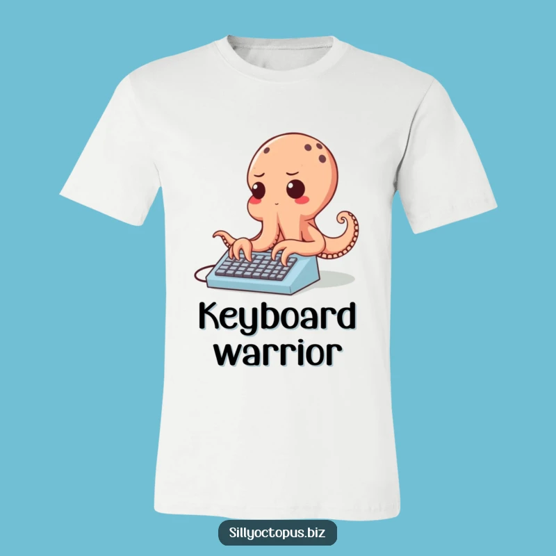 Funny Determined Octopus T-Shirt - Fast Typing Keyboard Graphic Tee