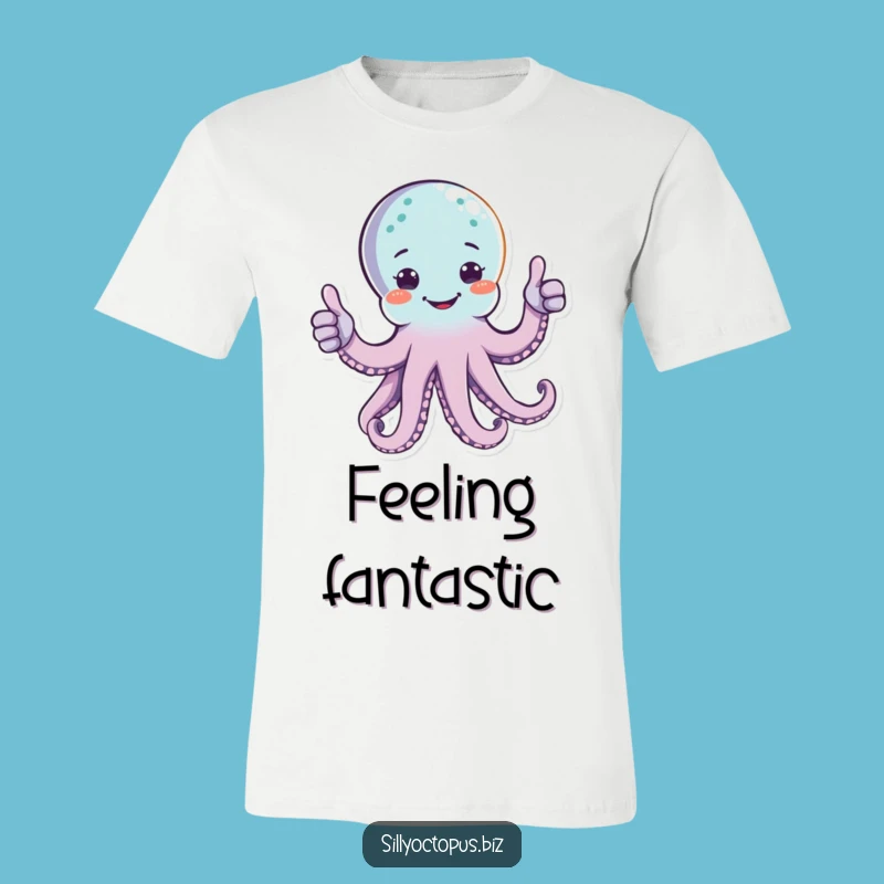 Funny Happy Octopus T-Shirt - Double Thumbs Up Graphic Tee Gift
