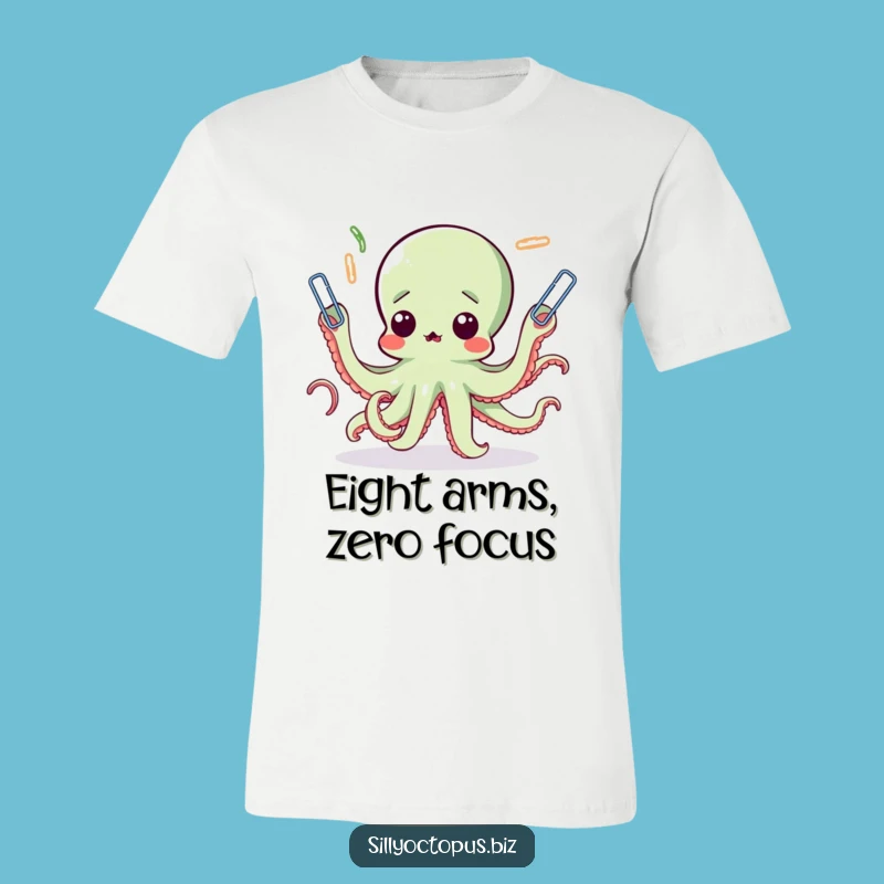Funny Octopus Paperclip Chaos T-Shirt - Witty Cephalopod Humor Tee