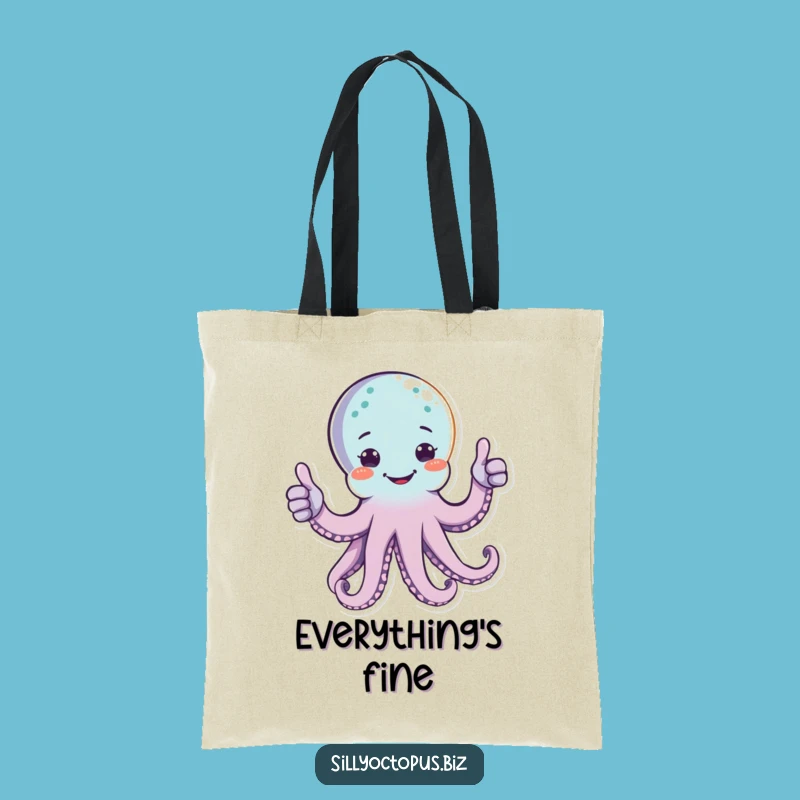 Funny Happy Octopus Tote Bag - Cheerful Thumbs Up Carry-All