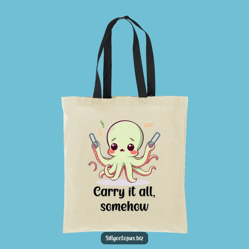 Funny Octopus Juggling Paperclips Tote Bag - Stylish & Humorous Carryall